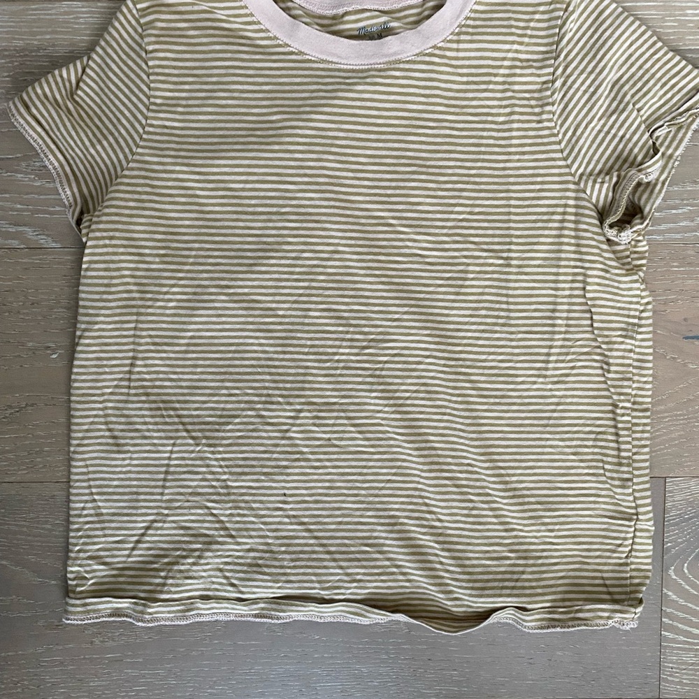 Madewell Striped Tee in Green and Beige